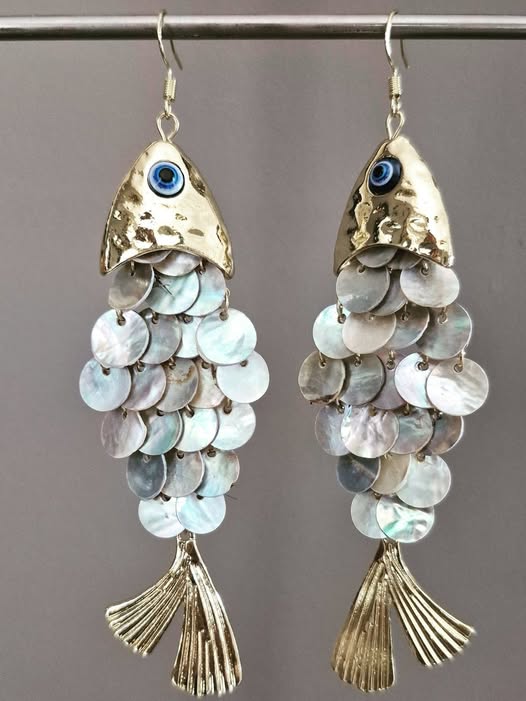 Large Statement Fish Drop Earrings