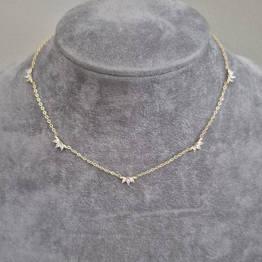 Delicate Gold & Crystal Chain Necklace