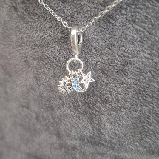 Silver Chain With Cluster Pendant