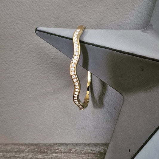 Gold & Crystal Wavy Bangle