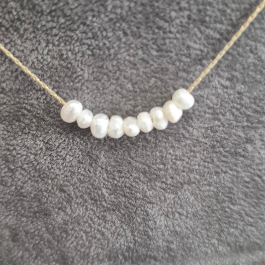 Delicate Gold & Pearl Chain Necklace