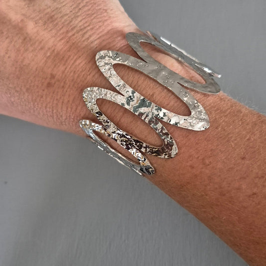 Multi - Oval Silver Cuff