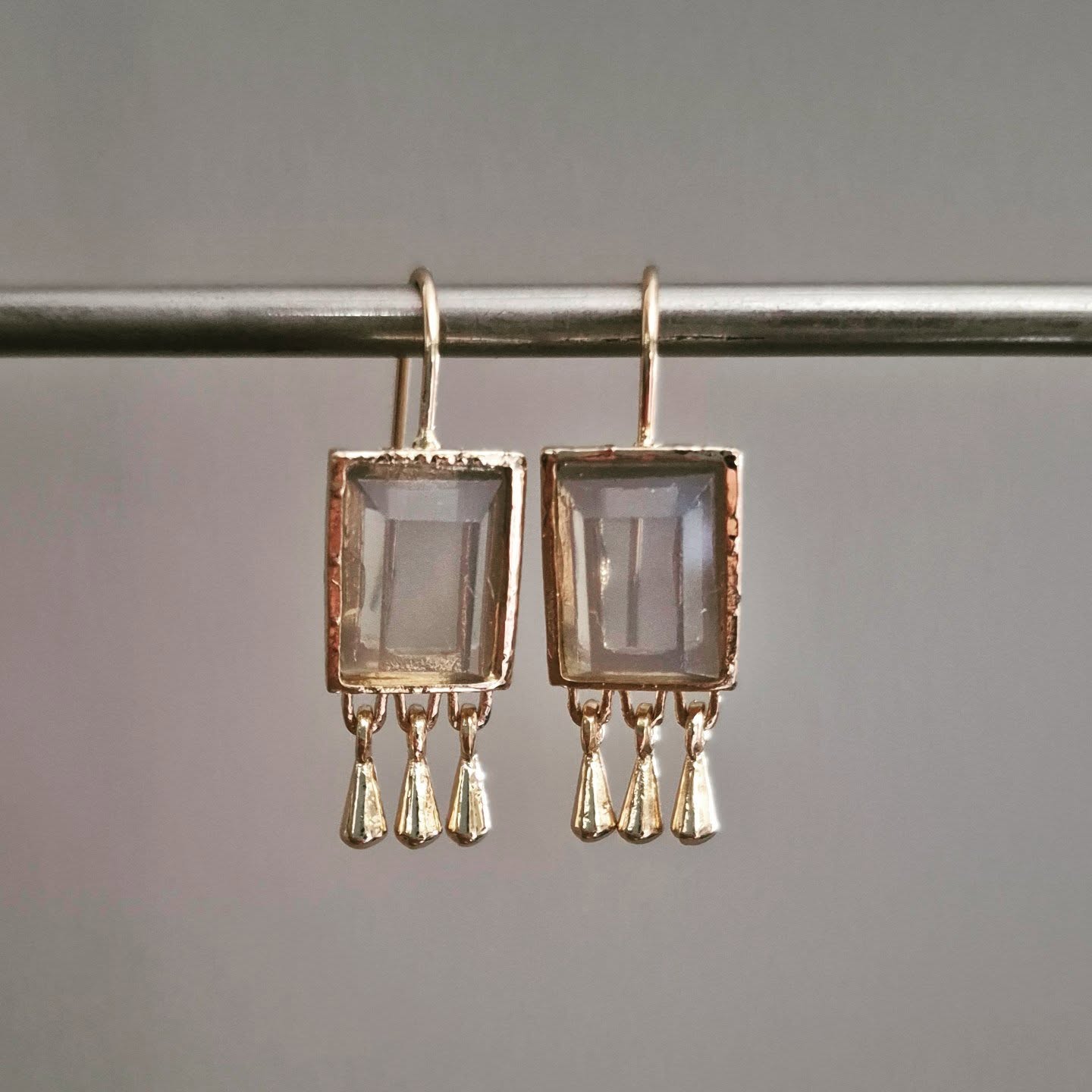 Gold Rectangle Drop Earrings