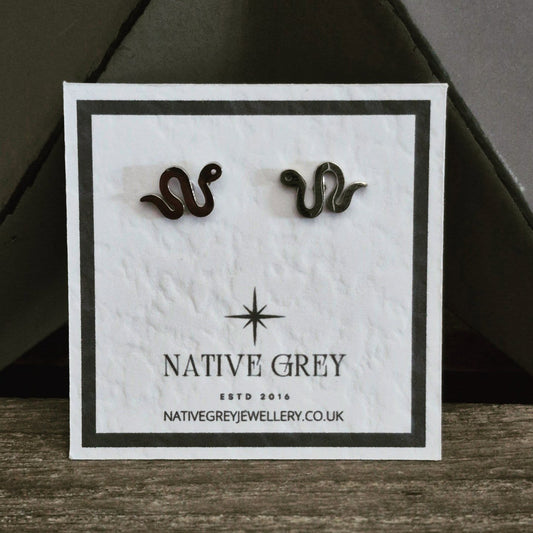 Silver Stainless Steel Snake Stud Earrings