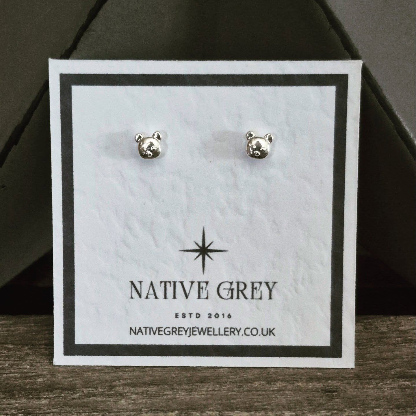 Tiny Silver Plated Bear Stud Earrings