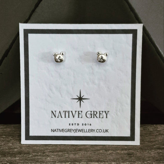 Tiny Silver Plated Bear Stud Earrings