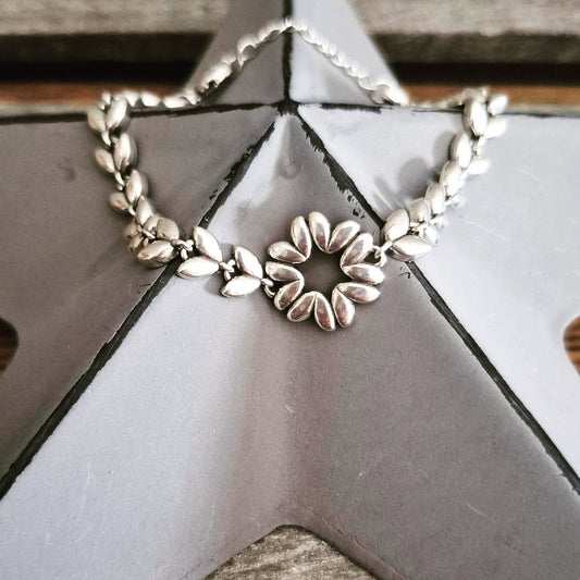 Silver Leaf Shape Link Bracelet