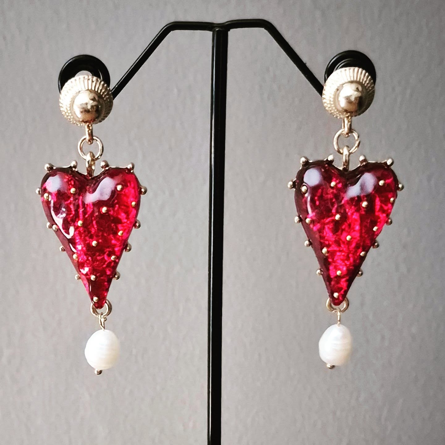 Ruby Red Drop Earring Hearts