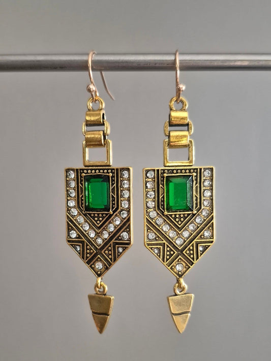 Art Deco Style Elaborate Drop Earrings