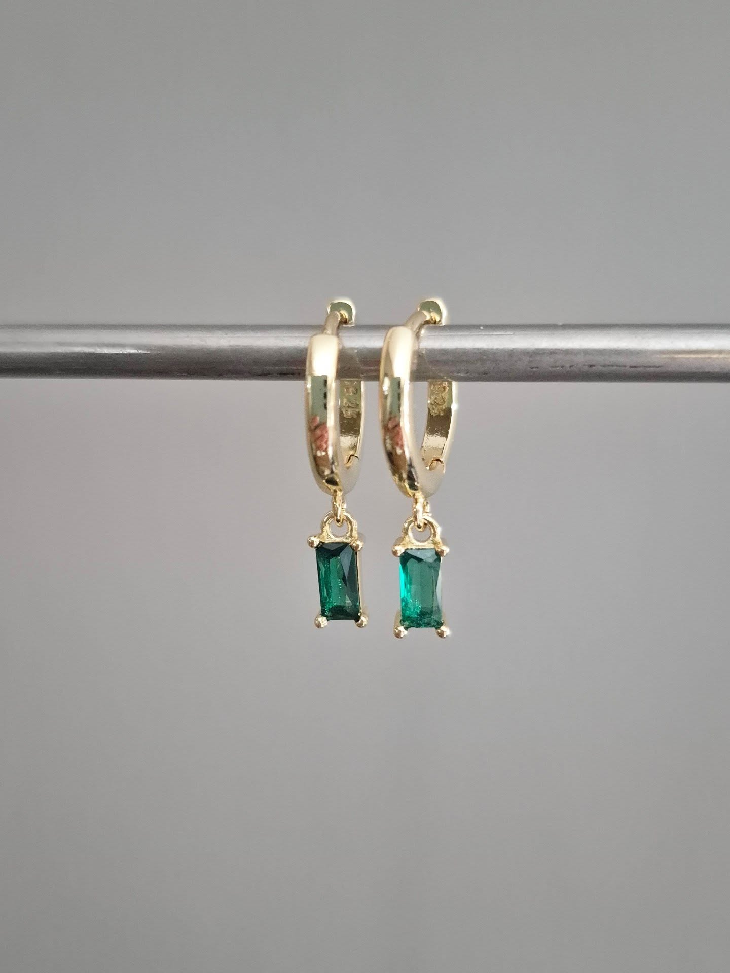 Green Drop Sleeper Earrings