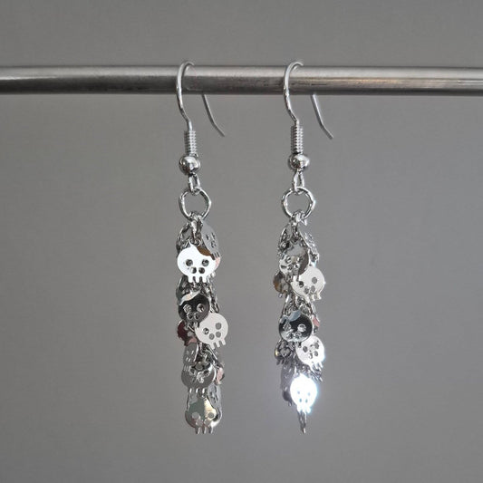 Layered Skull Drop Earrings