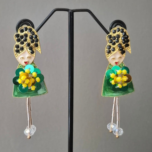 Green Pretty Little Lady Earrings