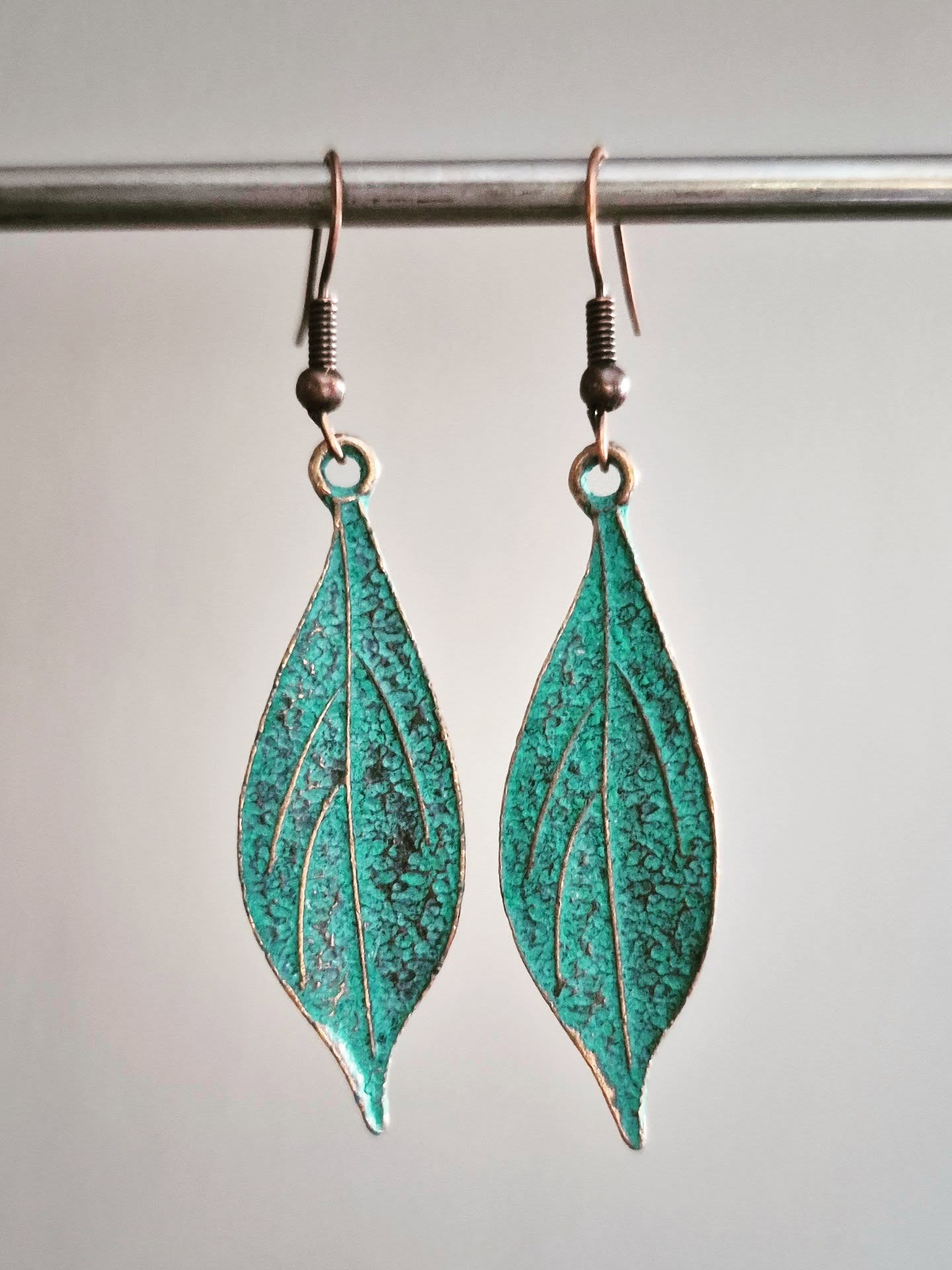 Copper Leaf Drop Earrings