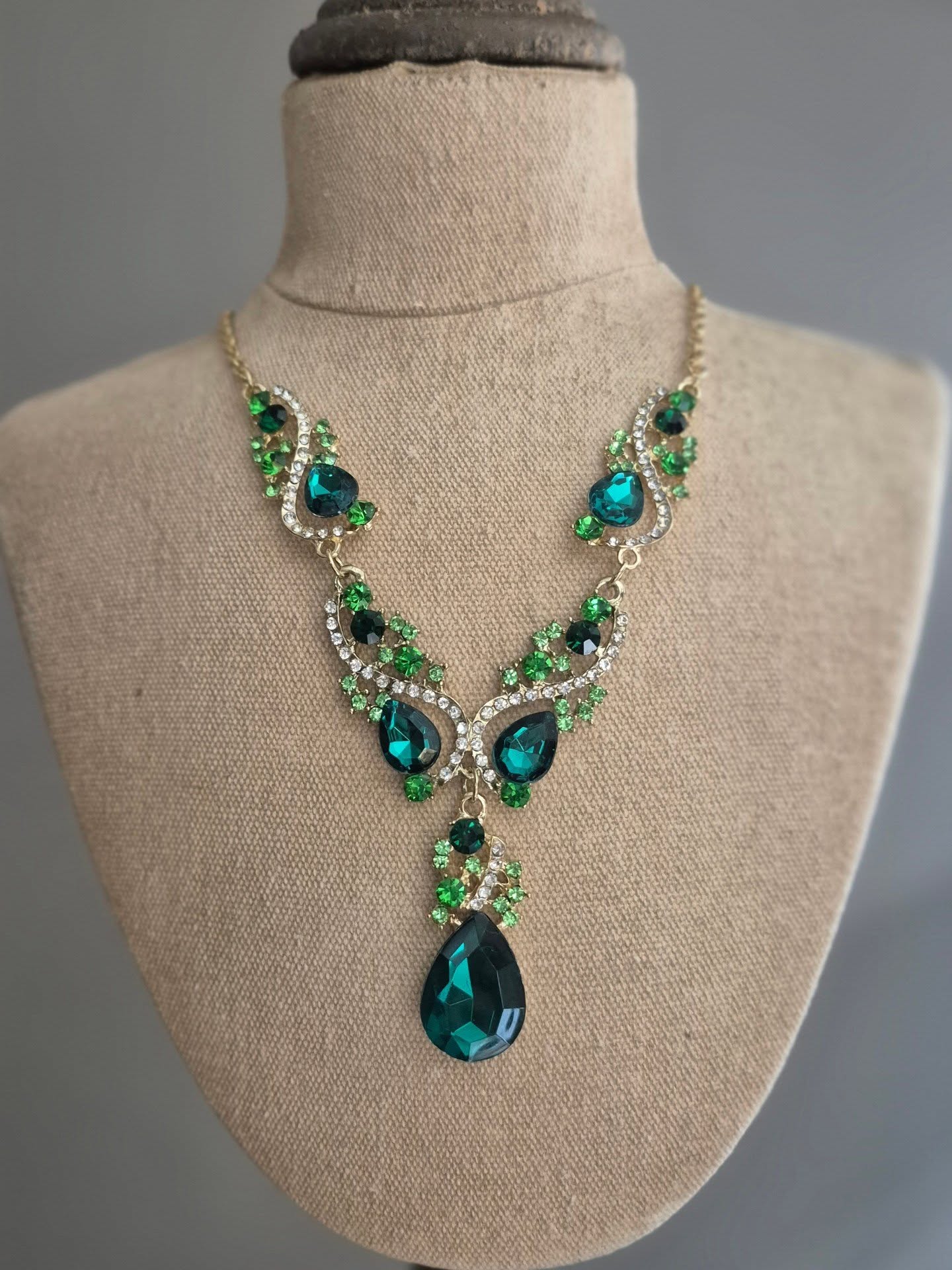 Green Crystal Statement Necklace