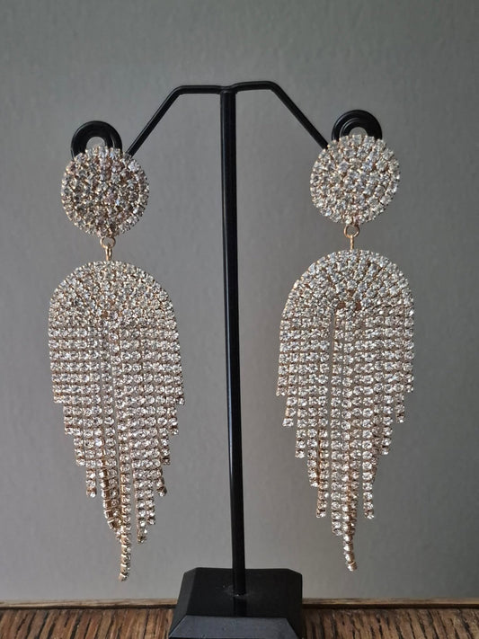 Gold & Crystal Statement Drop Earrings