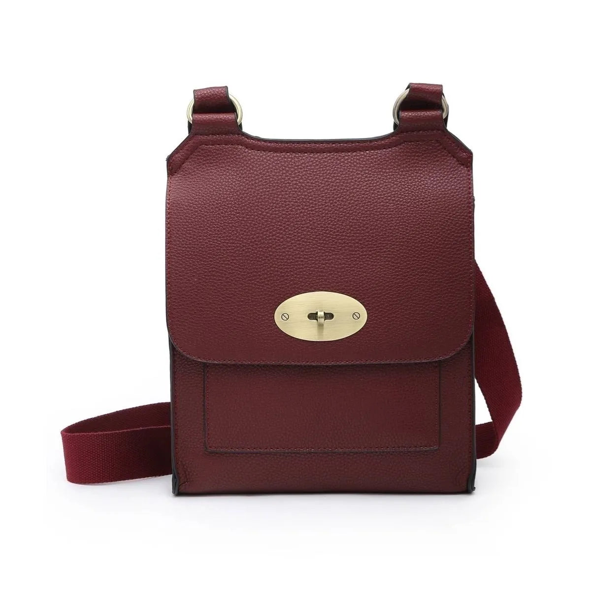 Vegan Leather Messenger Bag - Mulberry