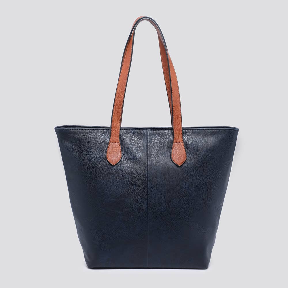 Vegan Leather Shopper Bag - Navy