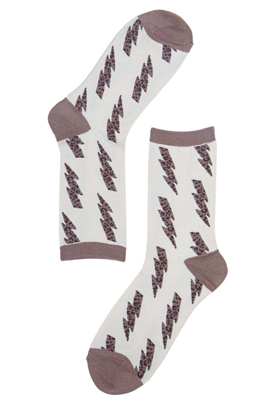 Women's Bamboo Socks Leopard Print Ankle Socks Lightning Bolts Neutral