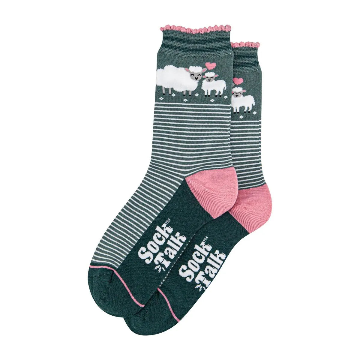Women's Bamboo Socks - Green/Pink, Lambs