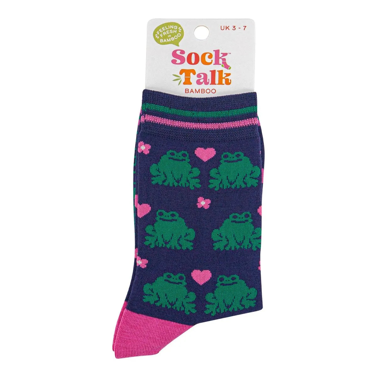 Women's Bamboo Socks - Navy Blue/Pink, Frogs