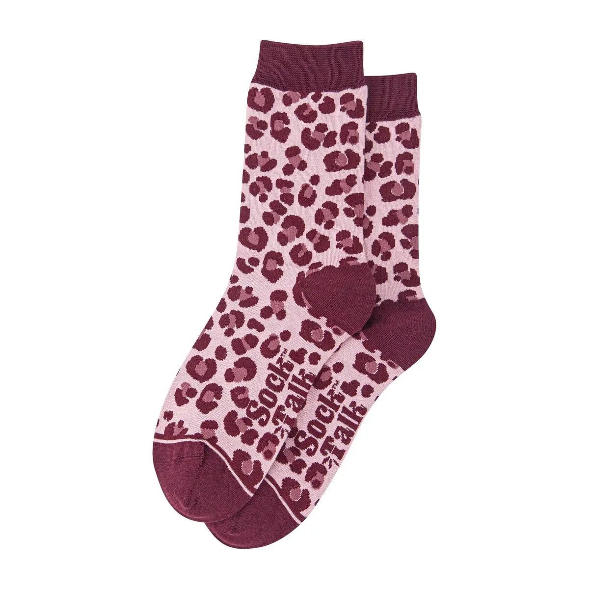 Women's Bamboo Socks - Light Pink/Berry, Leopard