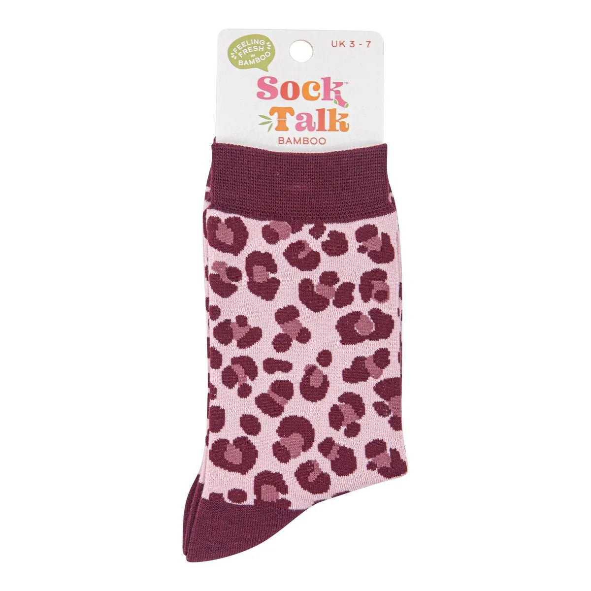 Women's Bamboo Socks - Light Pink/Berry, Leopard