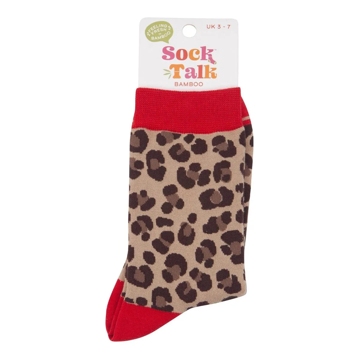 Women's Bamboo Socks - Beige/Red, Leopard