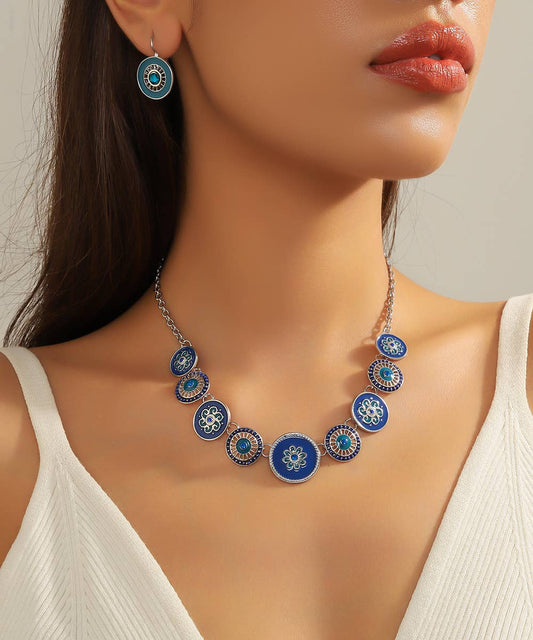 Blue Disc Enamel Necklace
