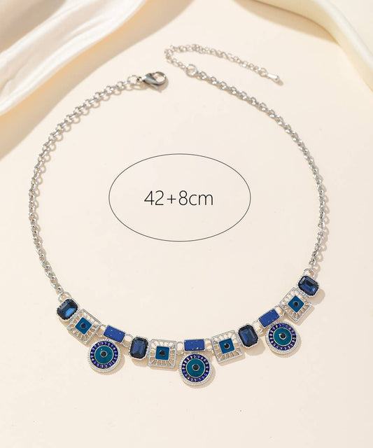 Stainless Steel Chain Necklace: Blue