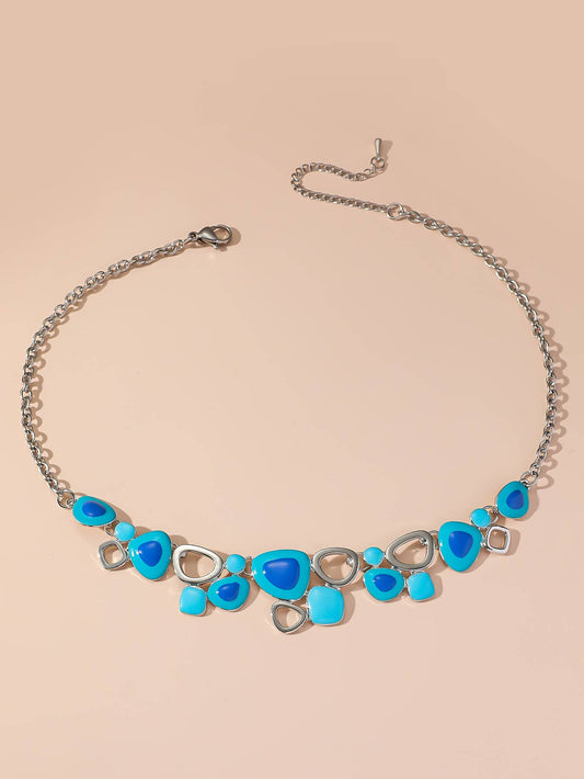 Mixed Shape Blue Necklace