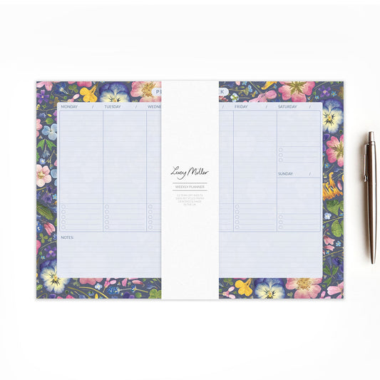 A4 Floral Weekly Planner Pad, Ink