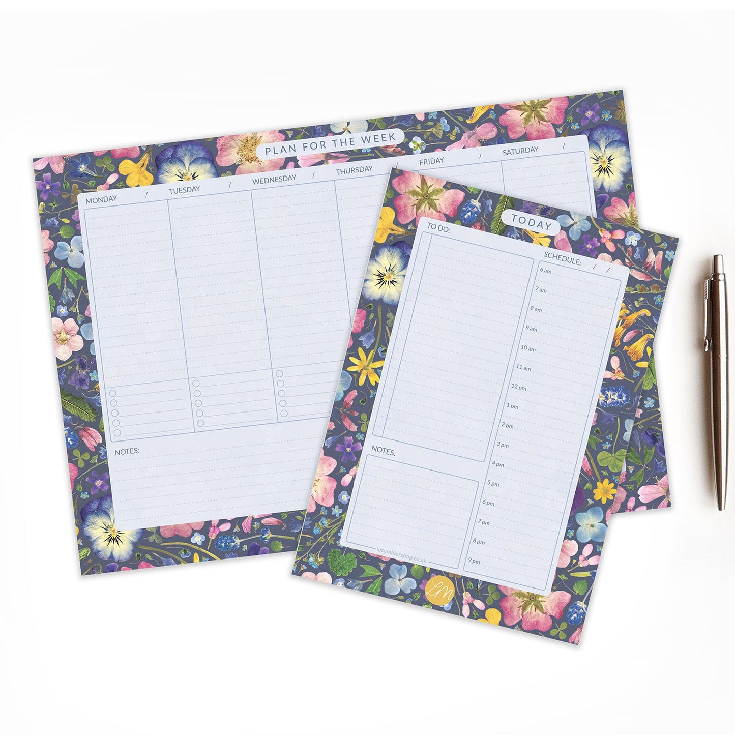 A4 Floral Weekly Planner Pad, Ink