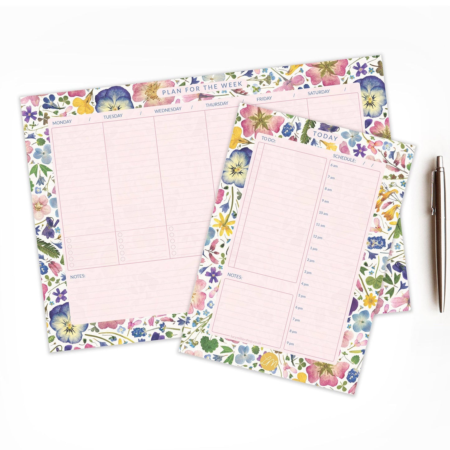 A4 Floral Weekly Planner Pad, Natural