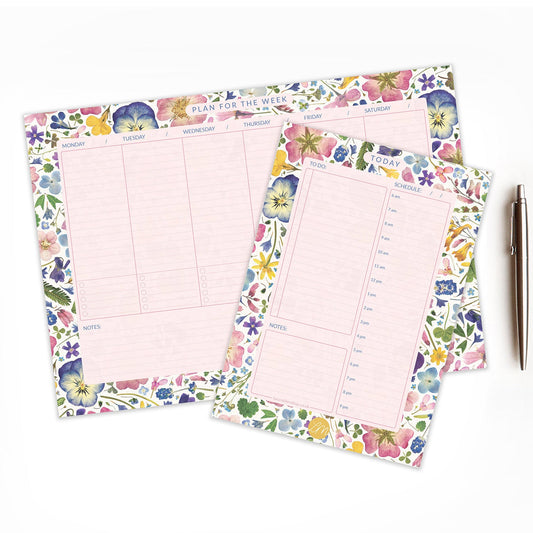 A4 Floral Weekly Planner Pad, Natural