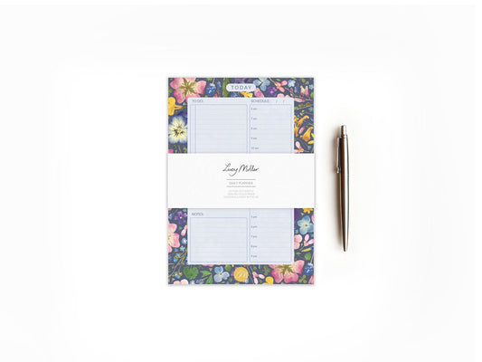 A5 Floral Daily Planner Pad, Ink