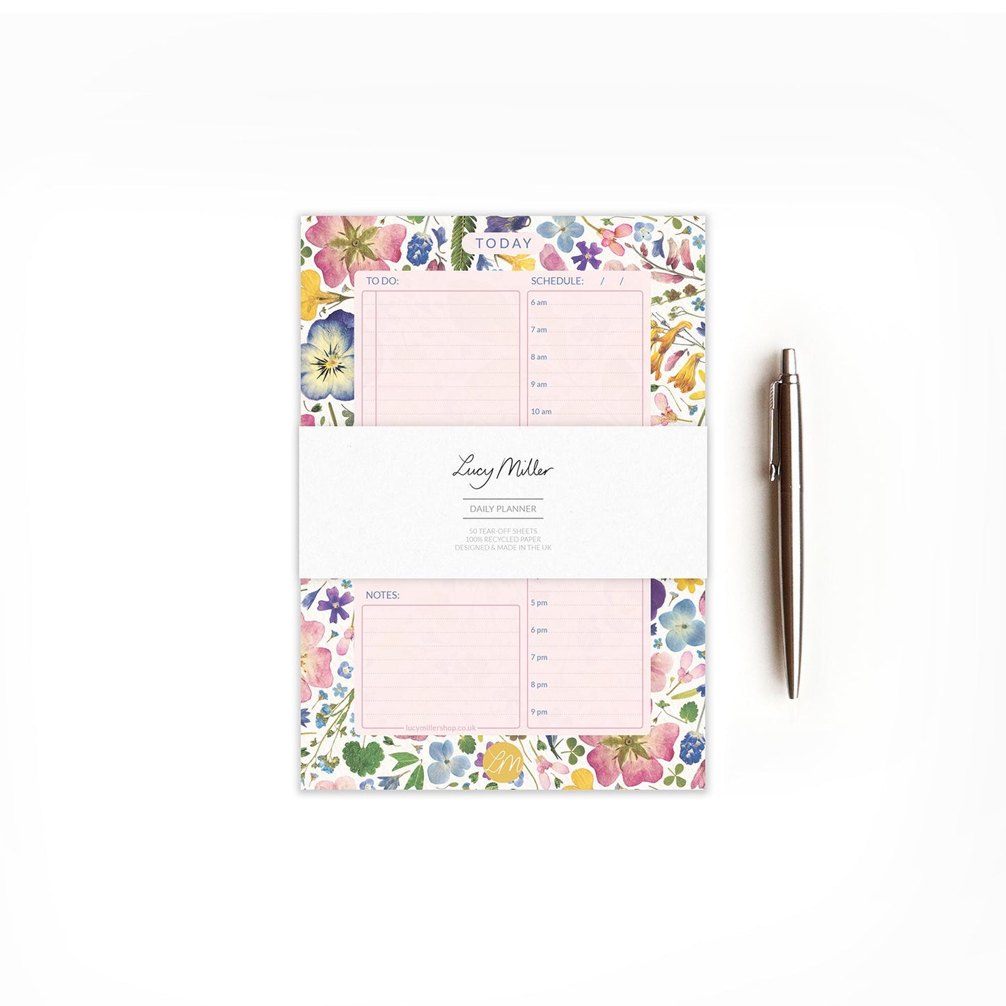 A5 Floral Daily Planner Pad, Natural