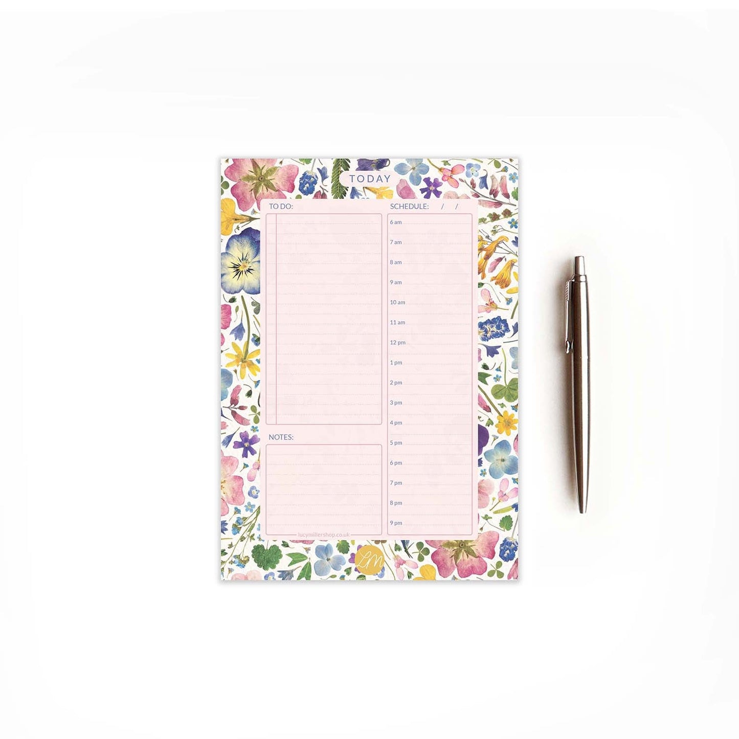 A5 Floral Daily Planner Pad, Natural