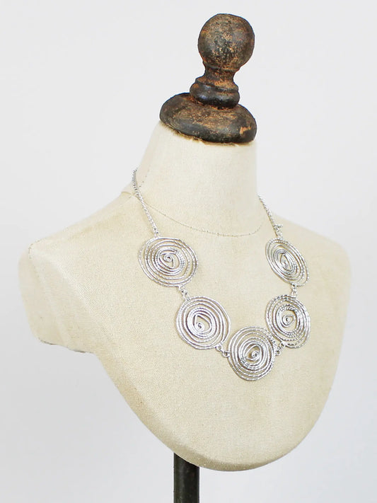 Silver Swirl Disc Necklace