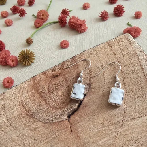 Square Block Bead on Drop Earrings