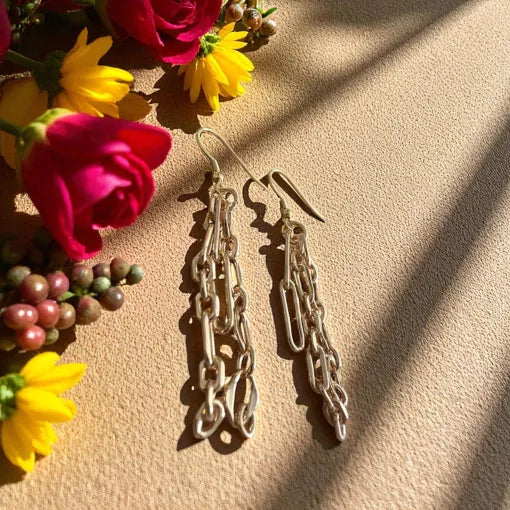 Multi Chain Layered Drop Earrings Gold