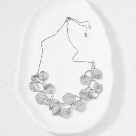 Chunky Silver Leaf Necklace