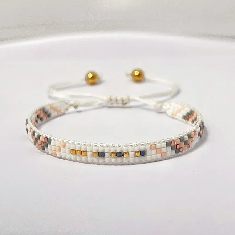 White Beaded Adjustable Bracelet