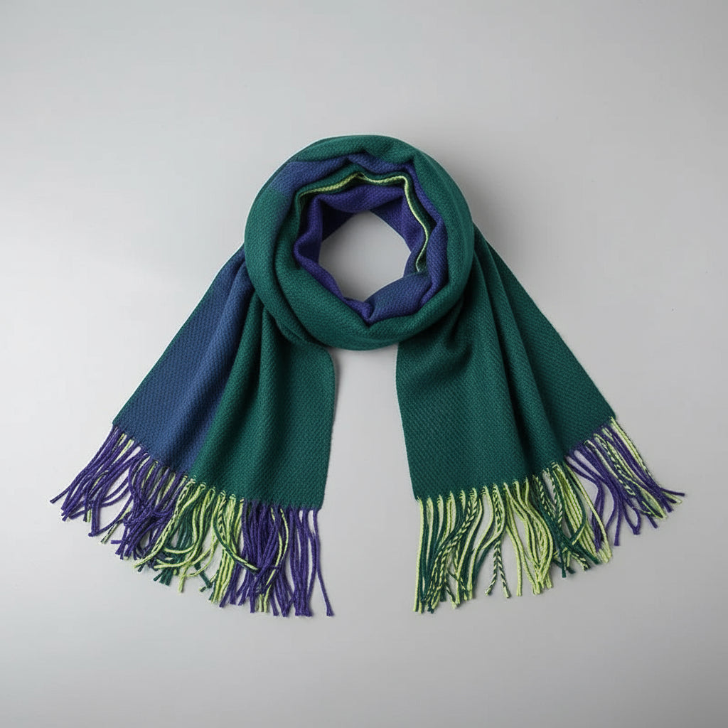 Blue & Green Checked Scarf