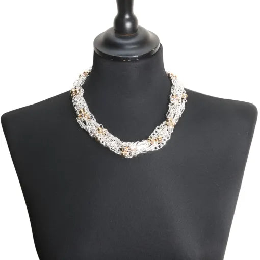 Braided Statement Necklace in Silver