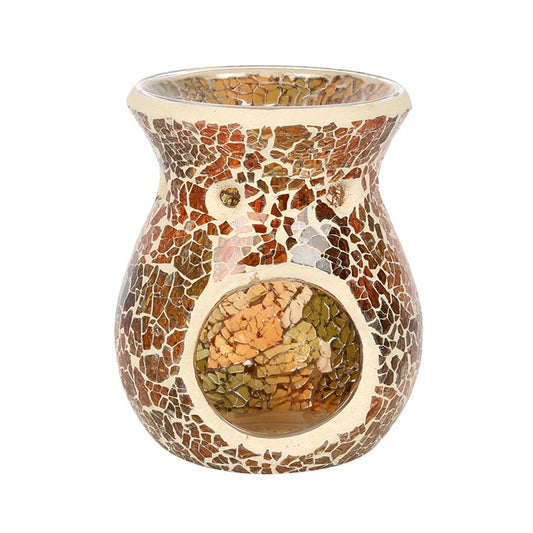Small Brown Crackle Oil Burner 11cm