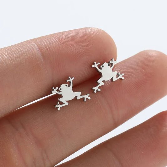 Stainless Steel Stud Earrings - Frogs