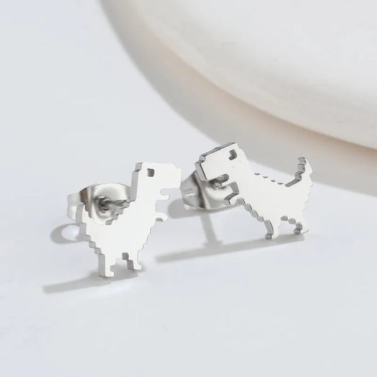 Stainless Steel Stud Earrings - Dinosaur