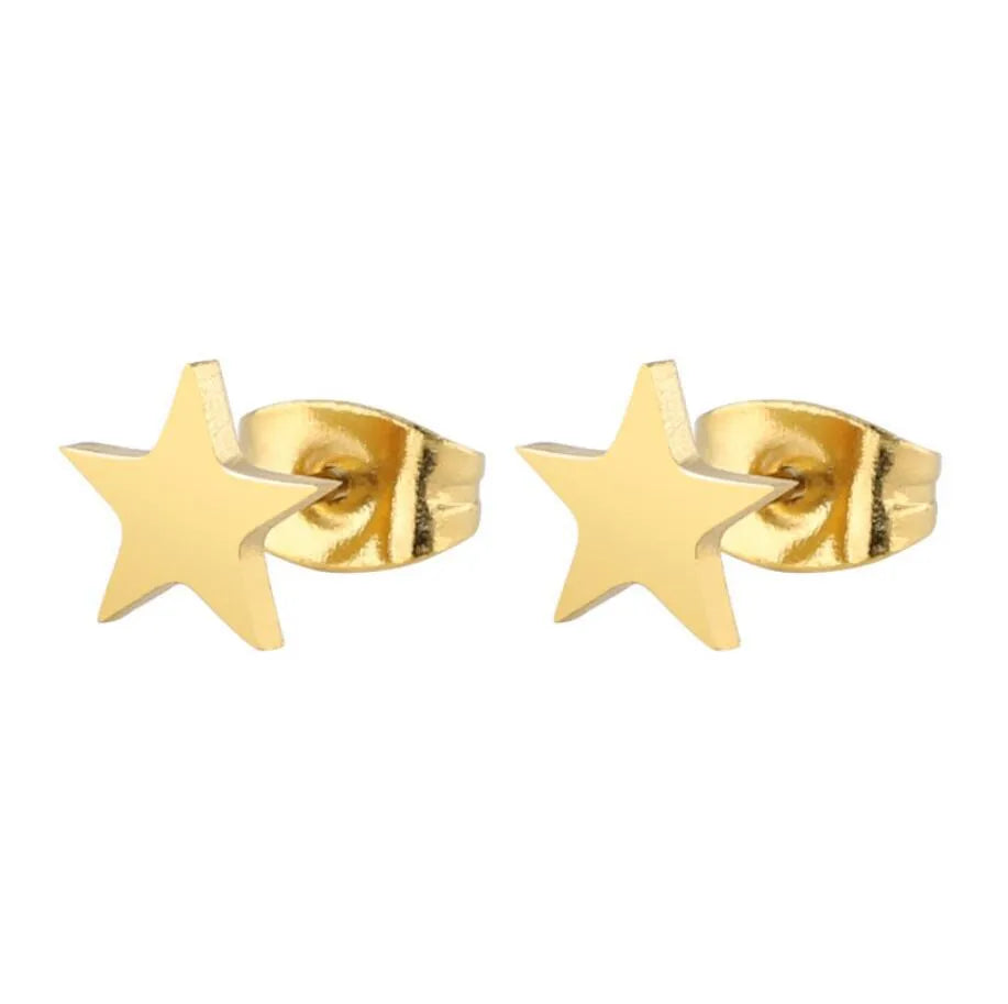Gold Stud Earrings - Stars