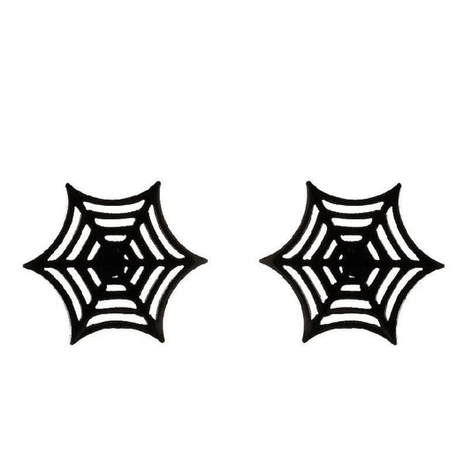 Black Stud Earrings - Spiders Webs