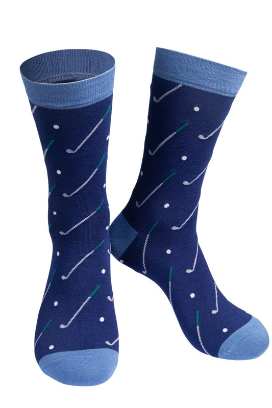 Men's Bamboo Golf Socks Novelty Dress Socks Navy Blue